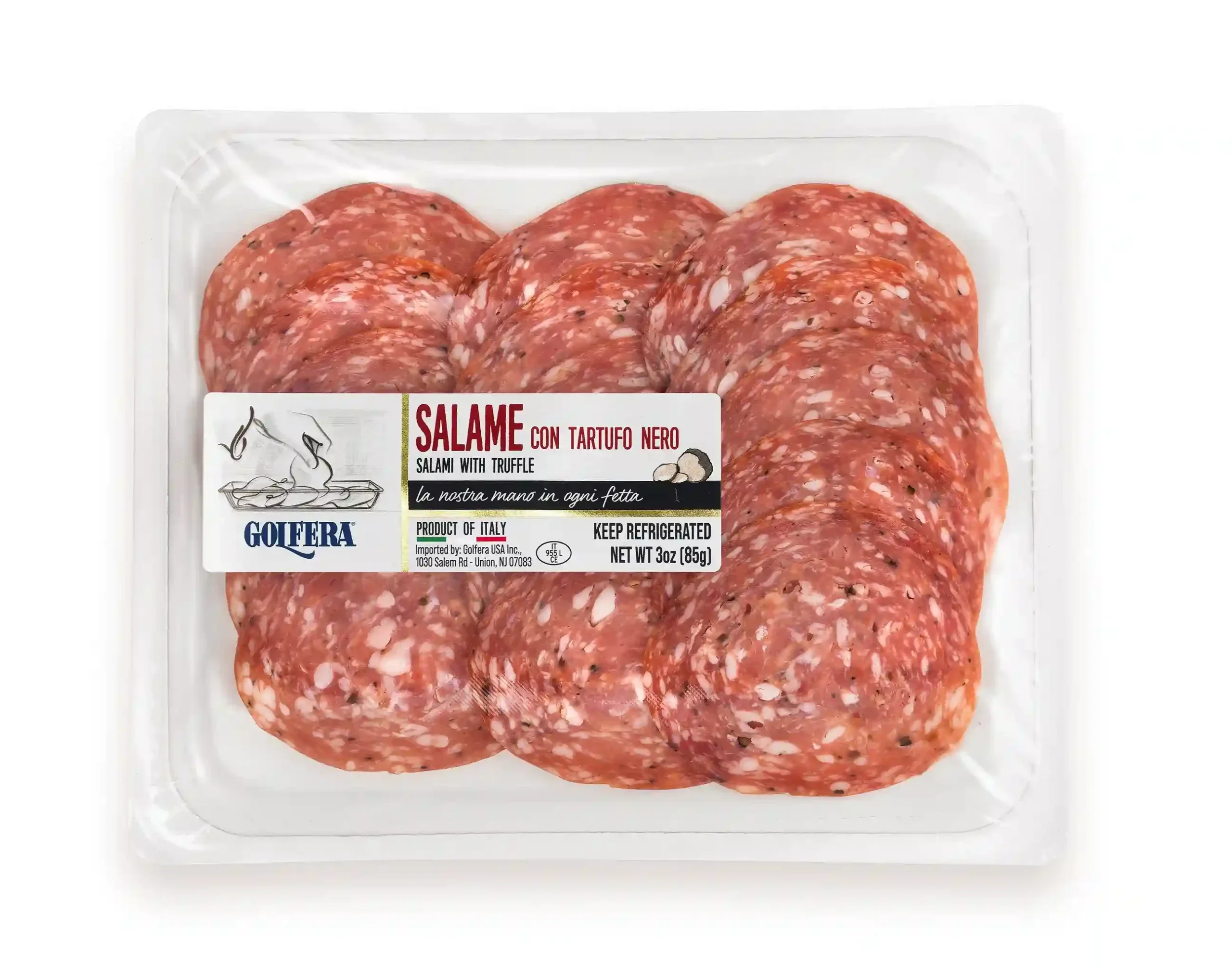 Golfera - Pre-sliced Nostrano Salame with Black Truffle 3oz (85g)