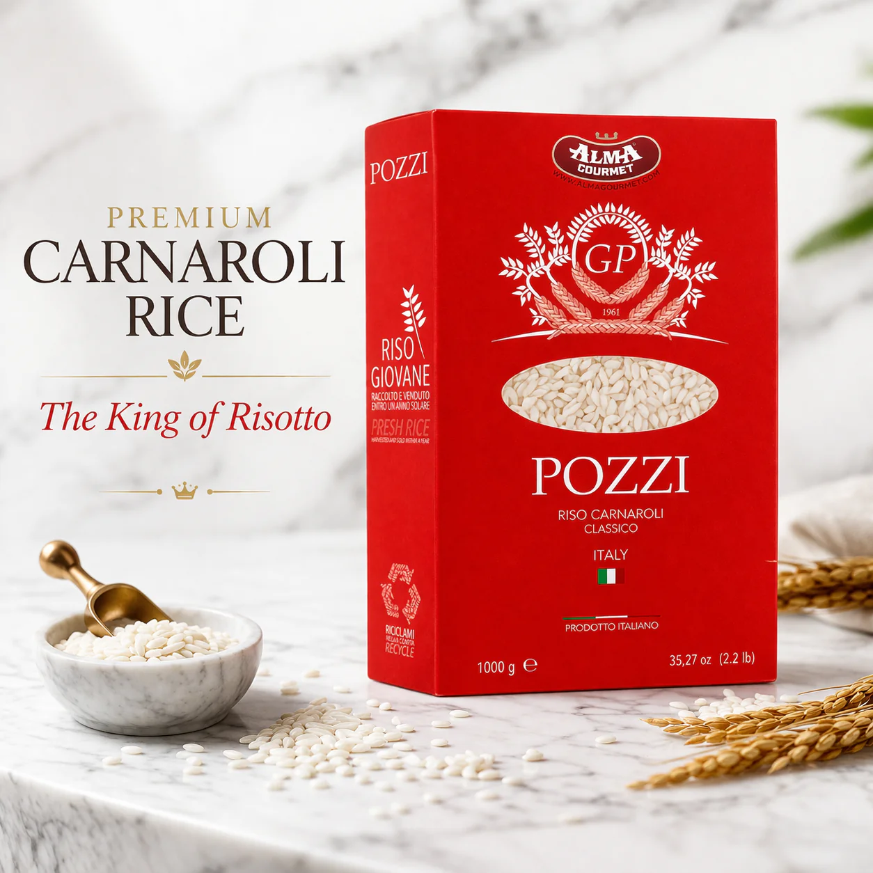 Pozzi Carnaroli Classico Risotto Rice - 2.2lb - Image 3