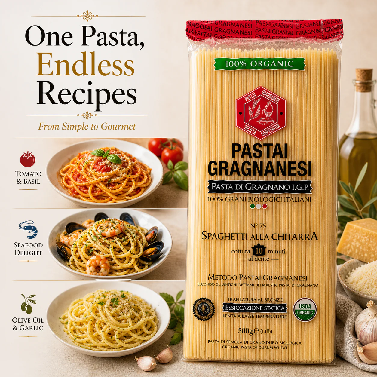 Spaghetti Alla Chitarra Italian Pasta di Gragnano Organic IGP - Image 7