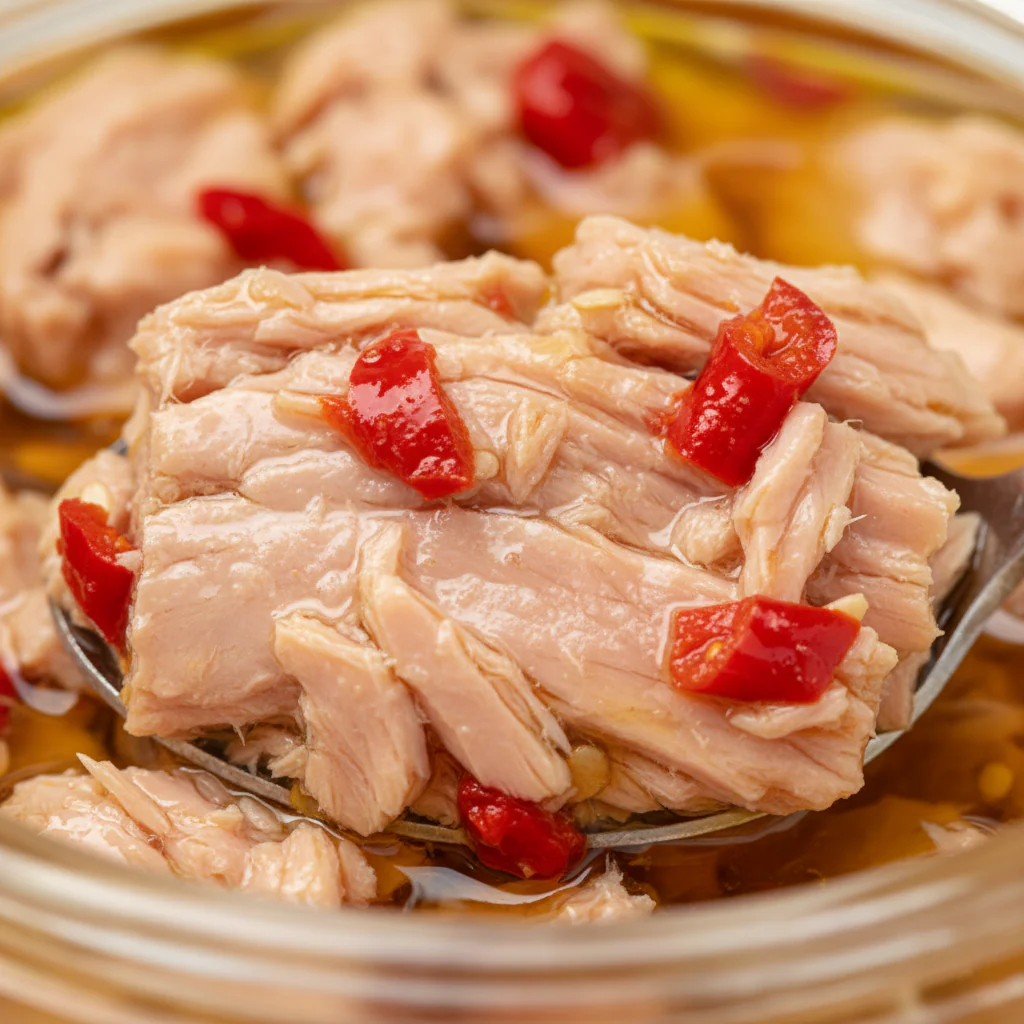 Yellowfin Tuna Chunks Callipo With Hot Chili Pepper Glass Jar - Image 3