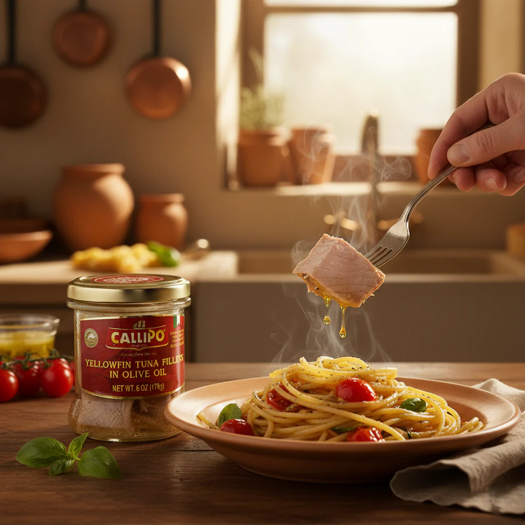 Yellowfin Tuna Fillets Callipo in Olive Oil Glass Jar - Image 3