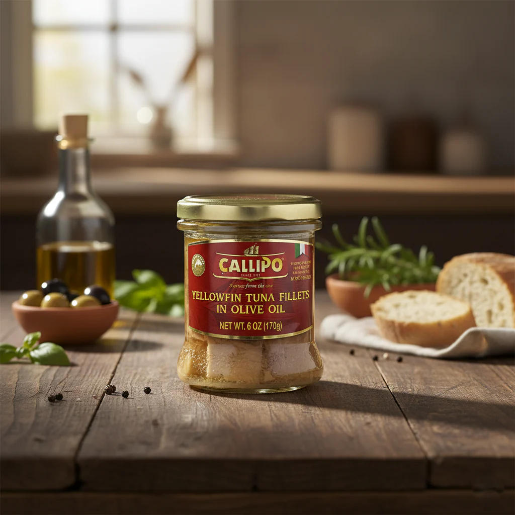 Yellowfin Tuna Fillets Callipo in Olive Oil Glass Jar - Image 4